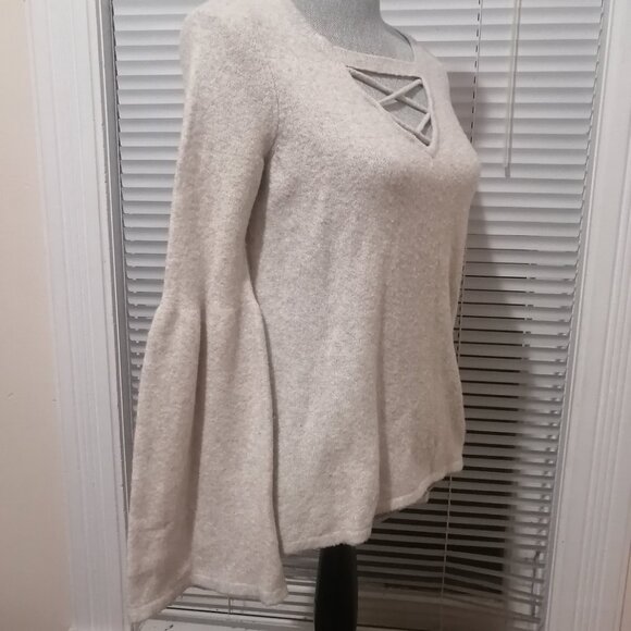 American Eagle Bell Sleeve Pullover Sweater with Criss-Cross V-Neck - Picture 3 of 9